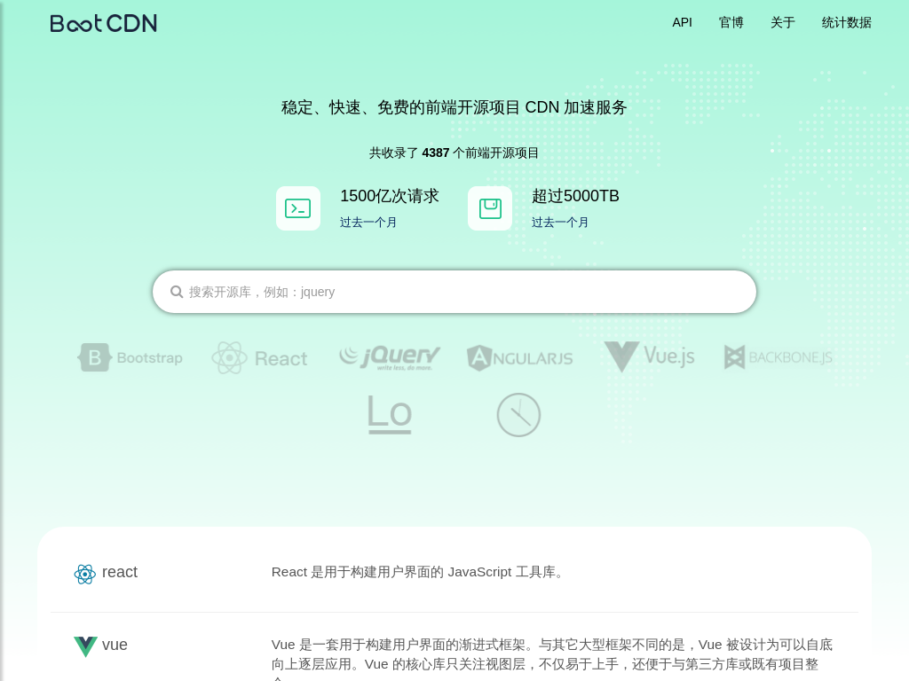 BootCDN - Bootstrap 中文网开源项目免费 CDN 加速服务 铂特优选