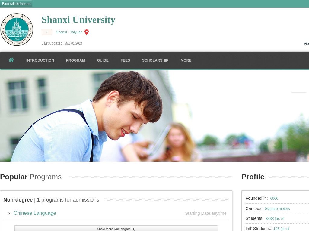 Shanxi University |Apply Online | Study in china & sxu.admissions.cn