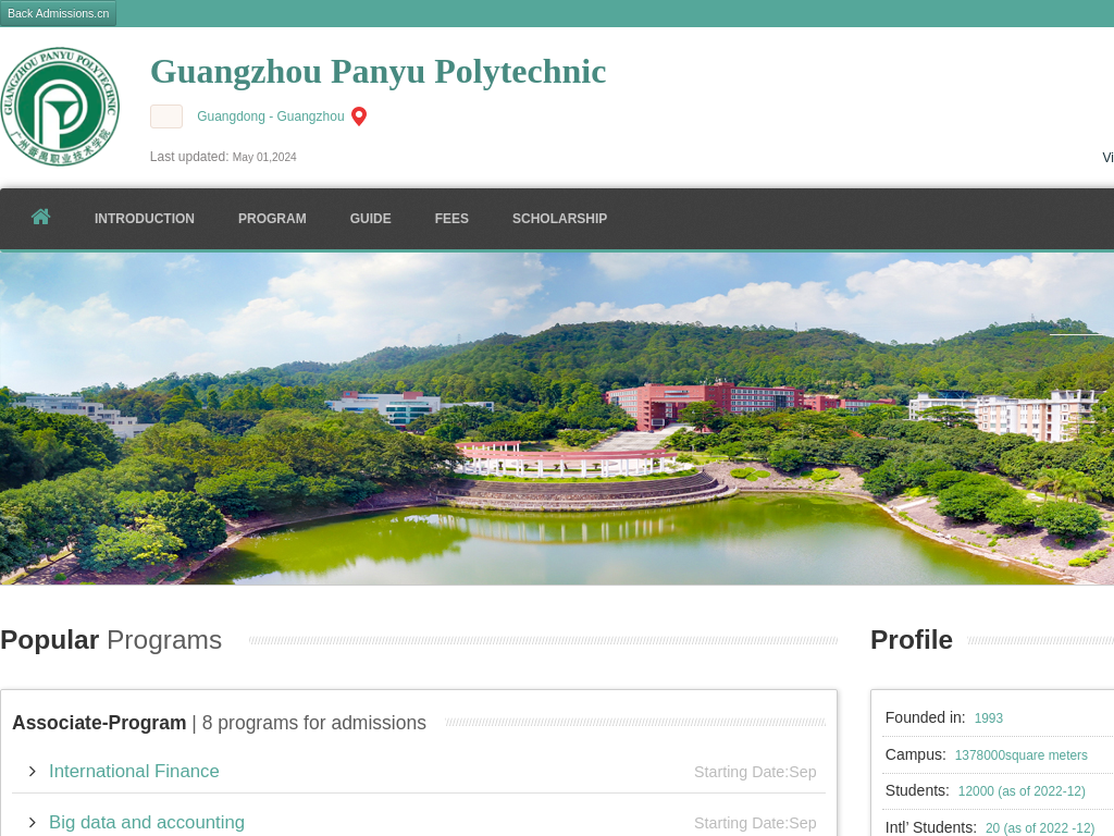 Guangzhou Panyu Polytechnic |Apply Online | Study in china & gzpyp.admissions.cn