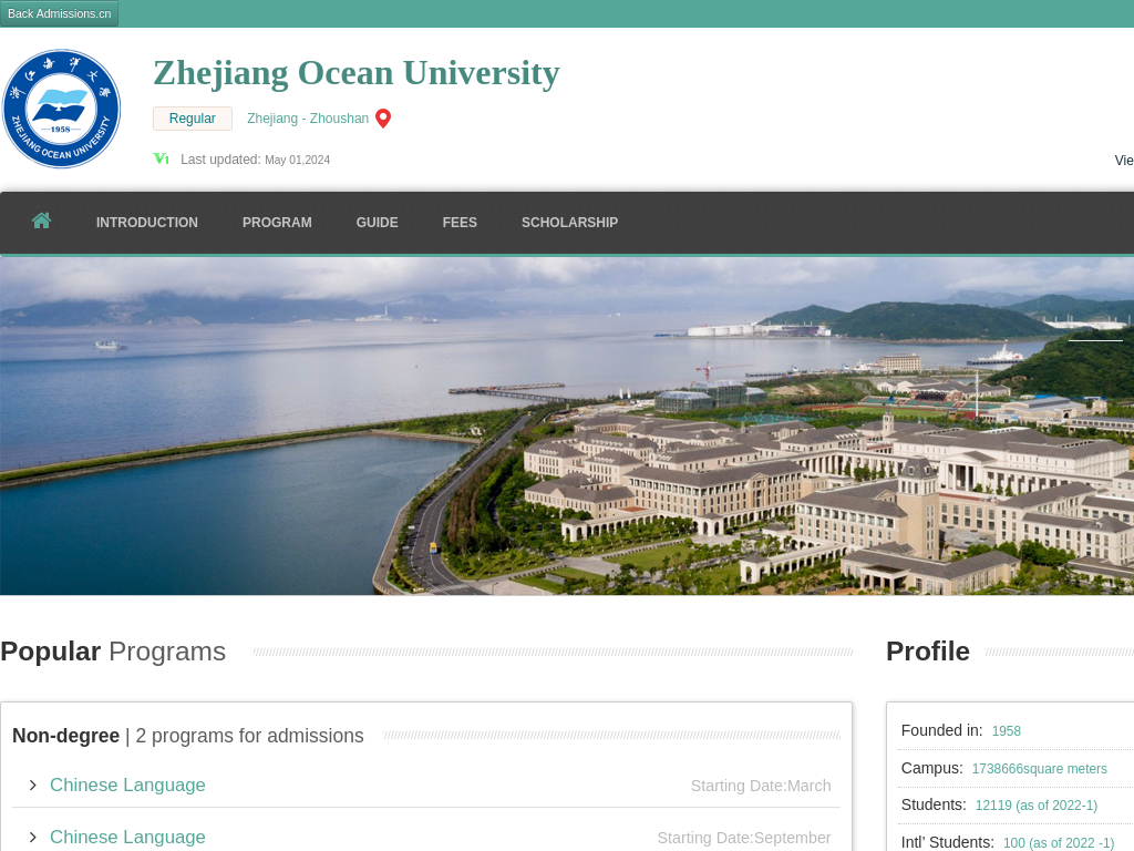 Zhejiang Ocean University |Apply Online | Study in china & zjou.admissions.cn