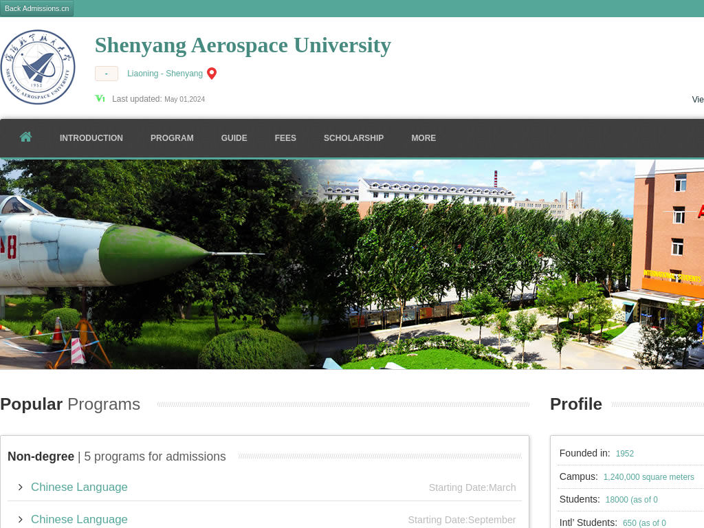 Shenyang Aerospace University |Apply Online | Study in china & sau.admissions.cn