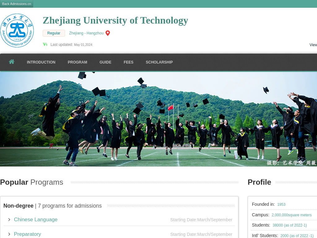 Zhejiang University of Technology |Apply Online | Study in china & zjut.admissions.cn