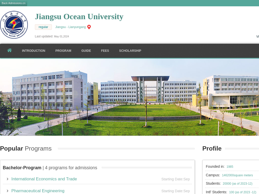 Jiangsu Ocean University |Apply Online | Study in china & jou.admissions.cn