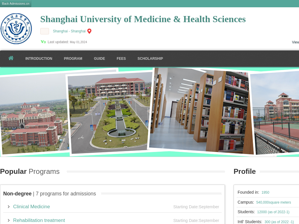 Shanghai University of Medicine & Health Sciences |Apply Online | Study in china & sumhs.admissions.cn