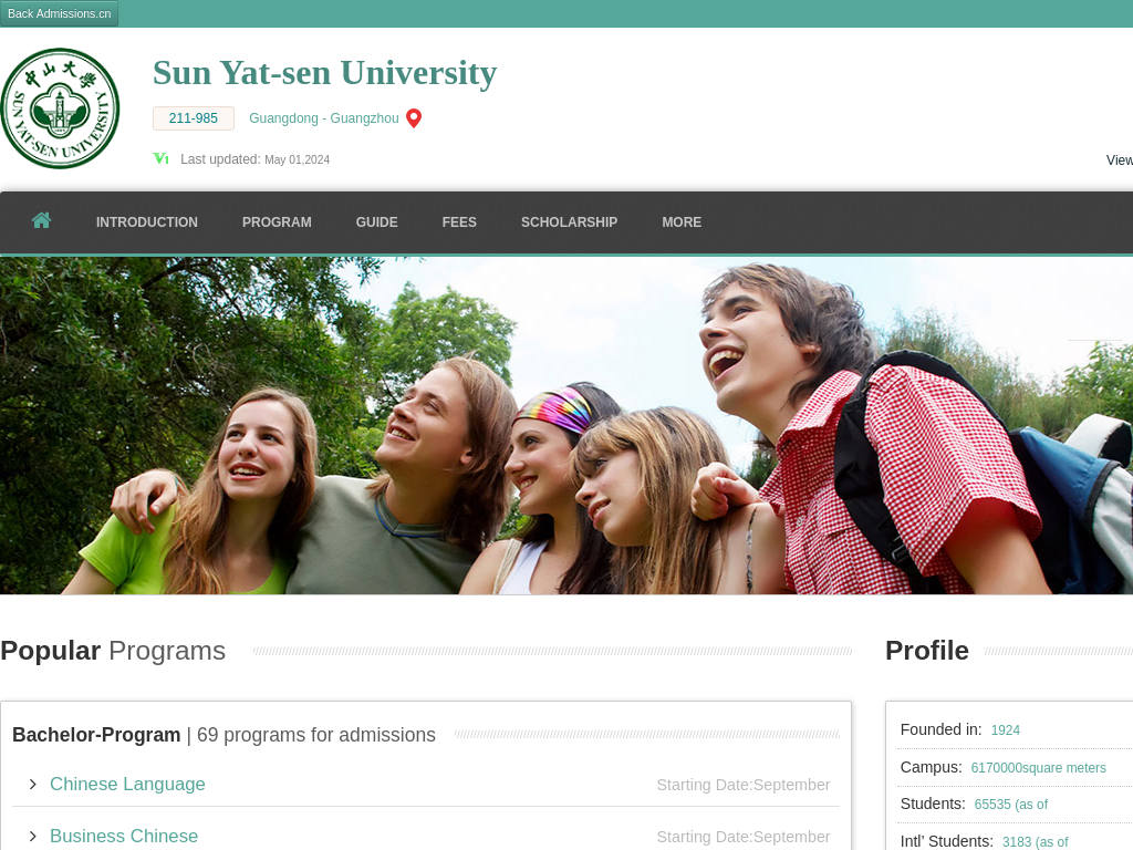 Sun Yat-sen University |Apply Online | Study in china & sysu.admissions.cn