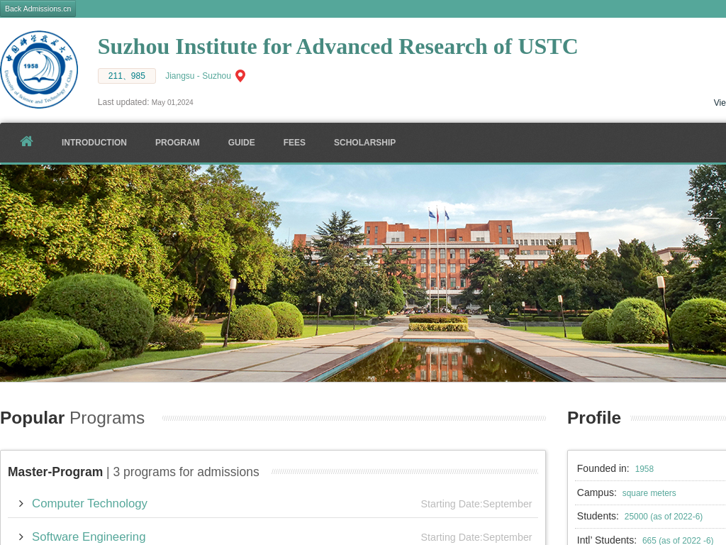 Suzhou Institute for Advanced Research of USTC |Apply Online | Study in china & ustcsuzhou.admissions.cn