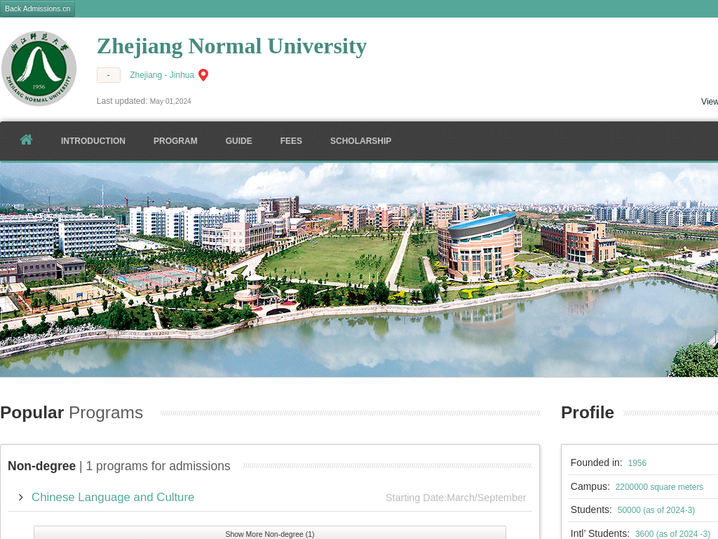 Zhejiang Normal University |Apply Online | Study in china & zjnu.admissions.cn