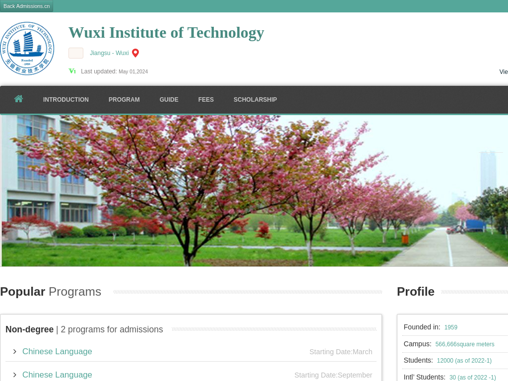 Wuxi Institute of Technology |Apply Online | Study in china & wxit.admissions.cn