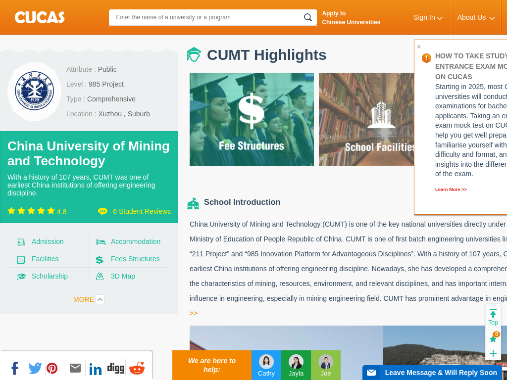 China University of Mining and Technology (CUMT) | China University of Mining and Technology Scholarship | Apply Online | CUCAS