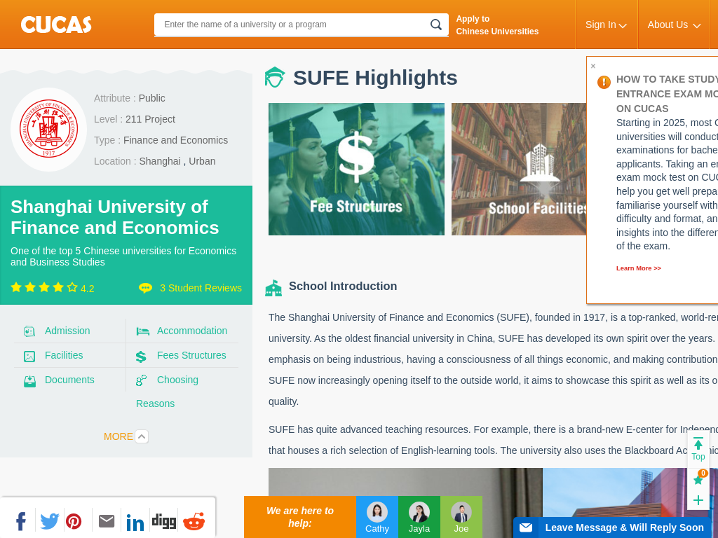 Shanghai University of Finance and Economics (SUFE) | Shanghai University of Finance and Economics Scholarship | Apply Online | CUCAS