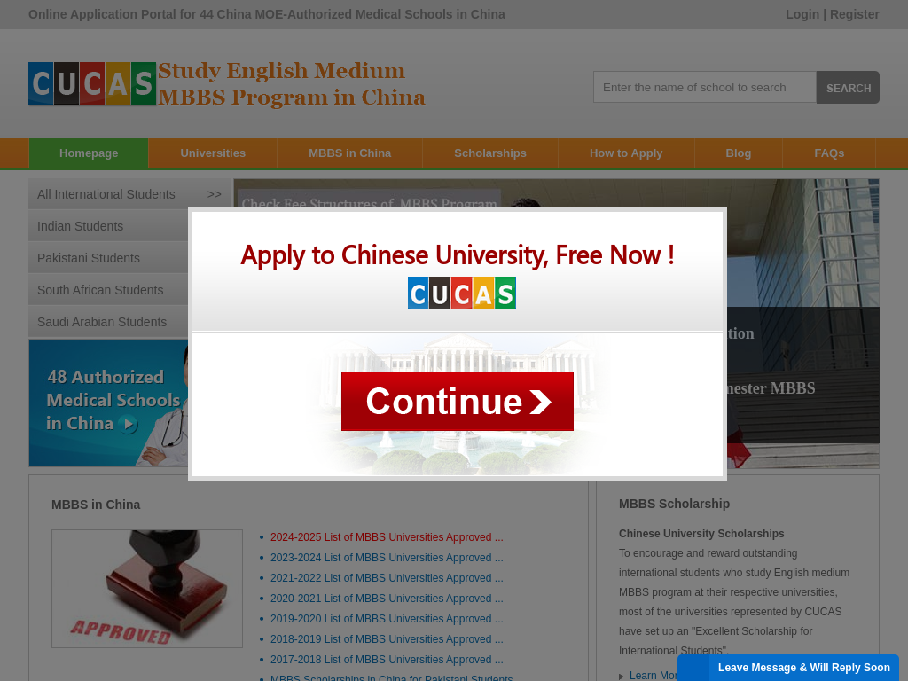 Study English Medium MBBS Program in China - CUCAS