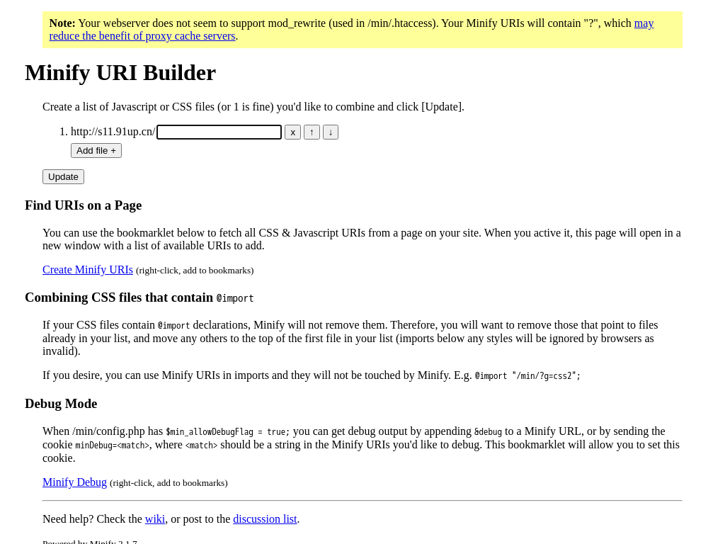 Minify URI Builder